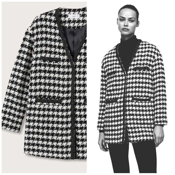 Mango Houndstooth Jacket Blazer New - Picture 1 of 10